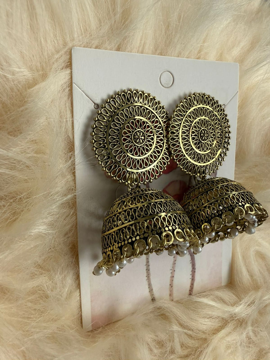 Copper Jumkhi with Pearl hangings