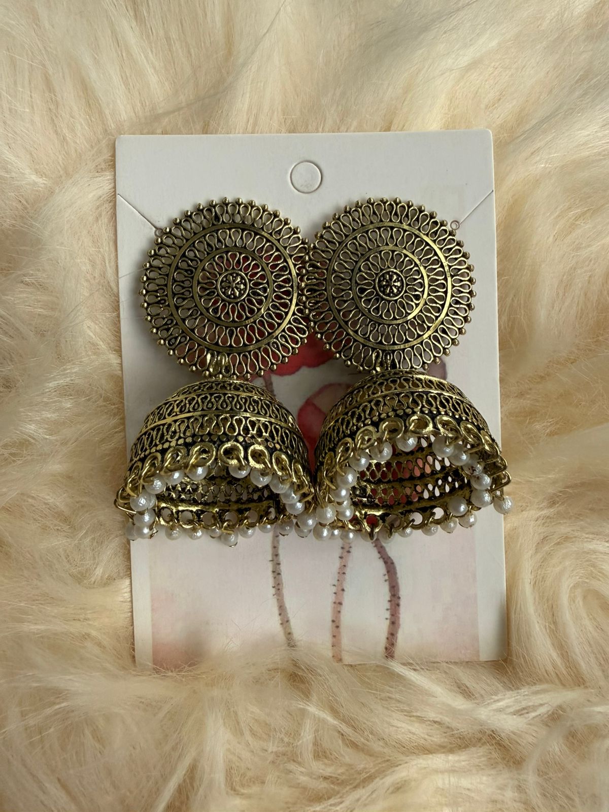 Copper Jumkhi with Pearl hangings